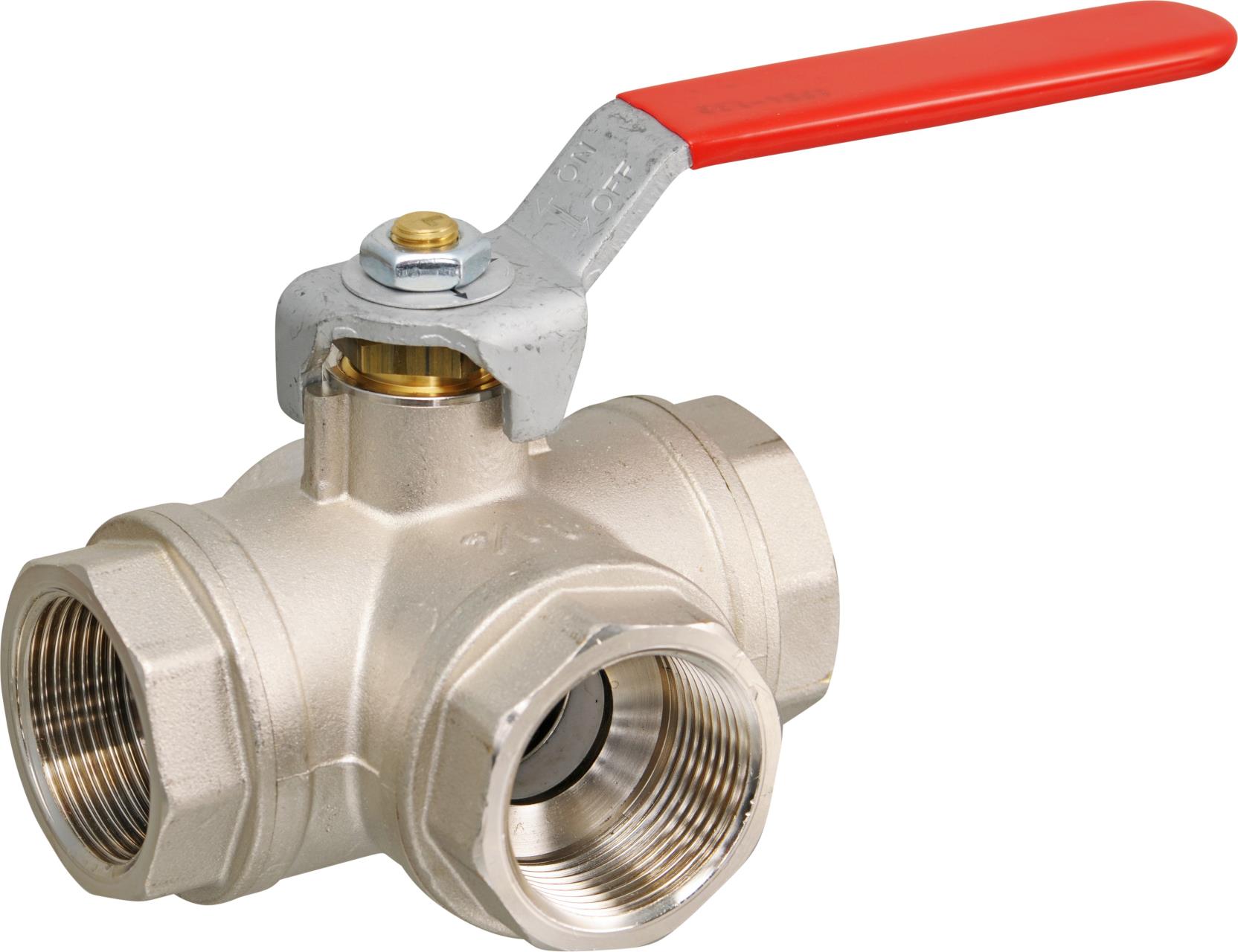 L-three-way ball valve nickel-plated brass