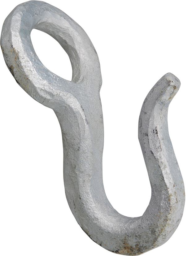 Hand forged steel tackle hook, hot dip galvanized