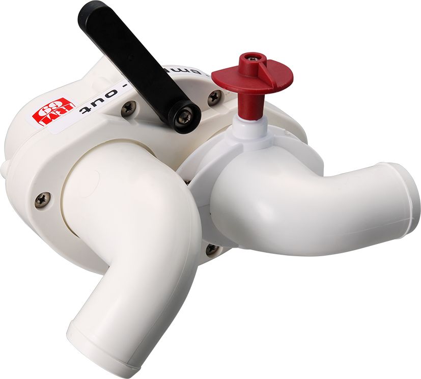 Split-up valve for marine toilet