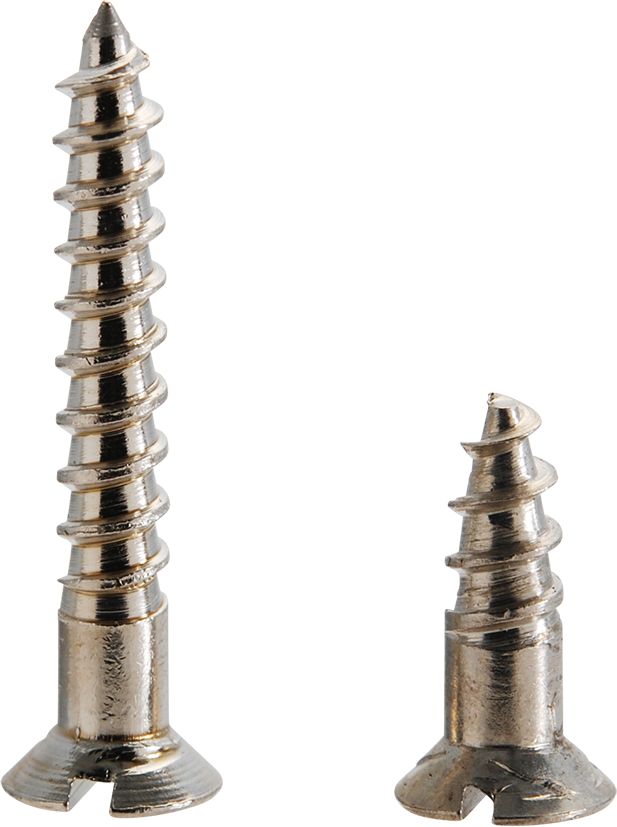 Wood screws countersunk head, nickel plated brass