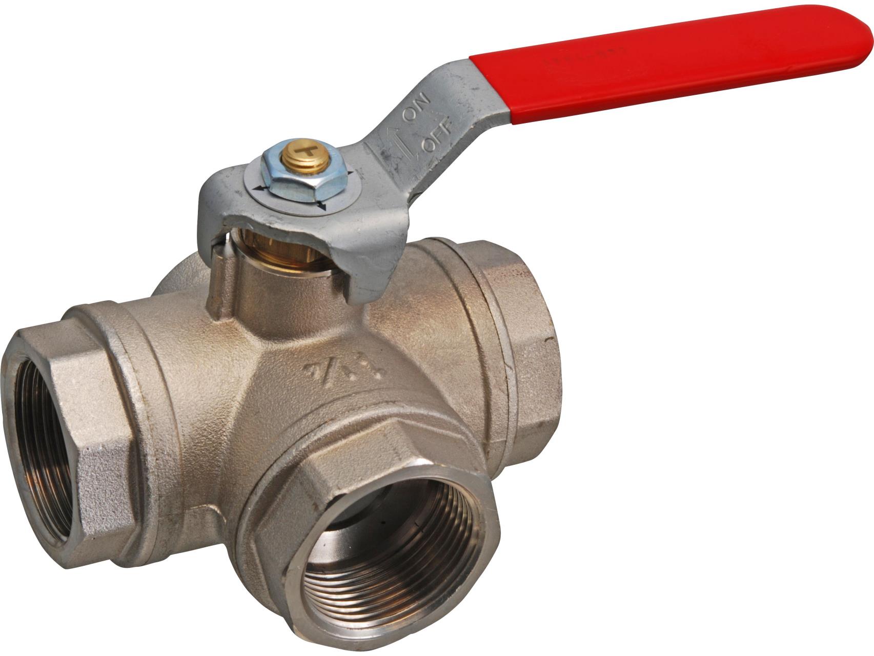 T-three-way valve nickel-plated brass