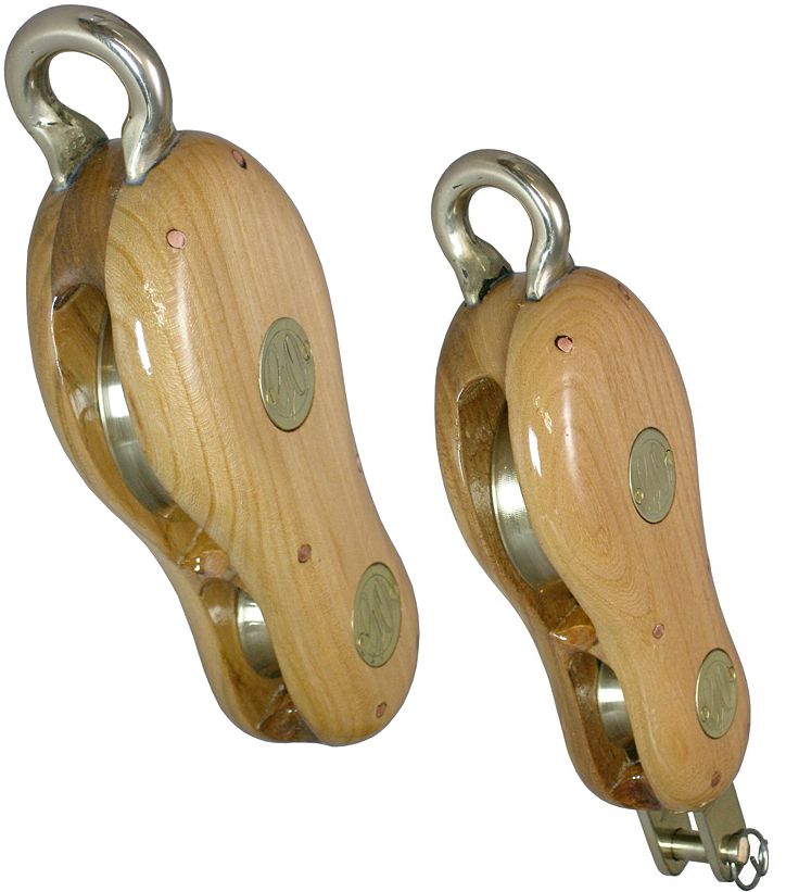 Bronze fiddle yacht block made from elmwood