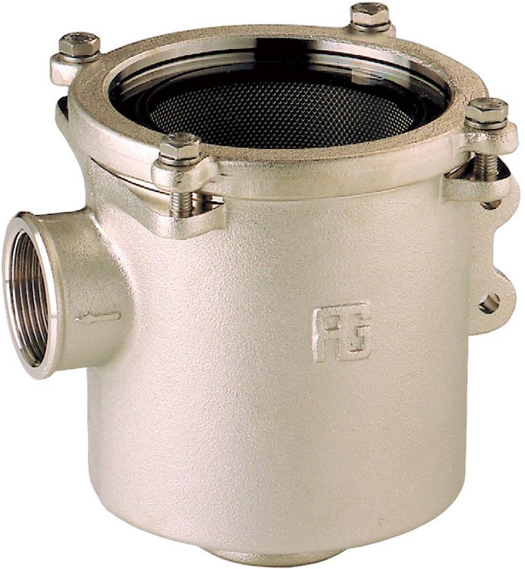 Sea water strainer nickel plated brass 1164 poly-lid