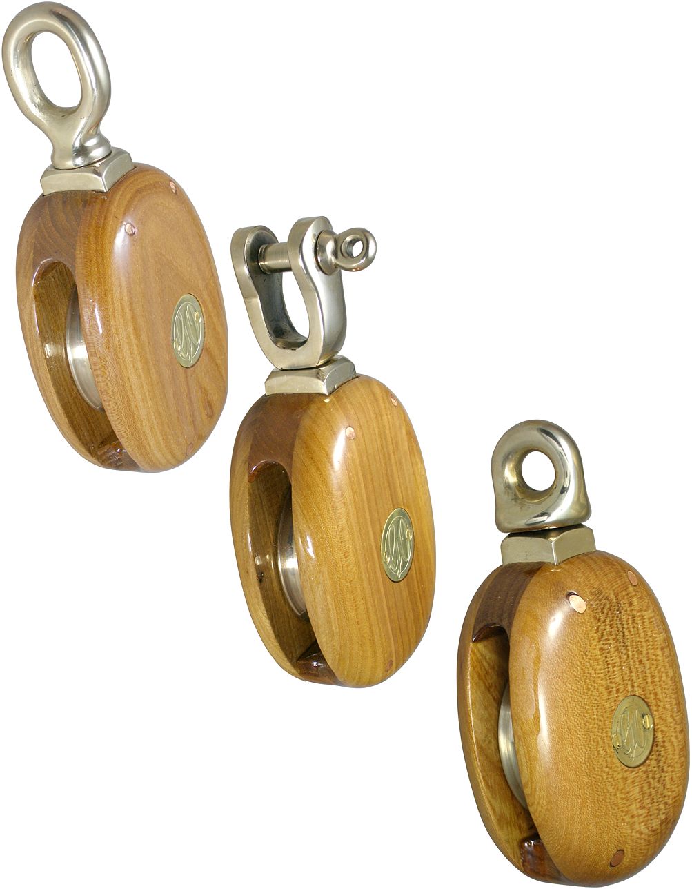 Swivel yacht block from elmwood with bronze fitting