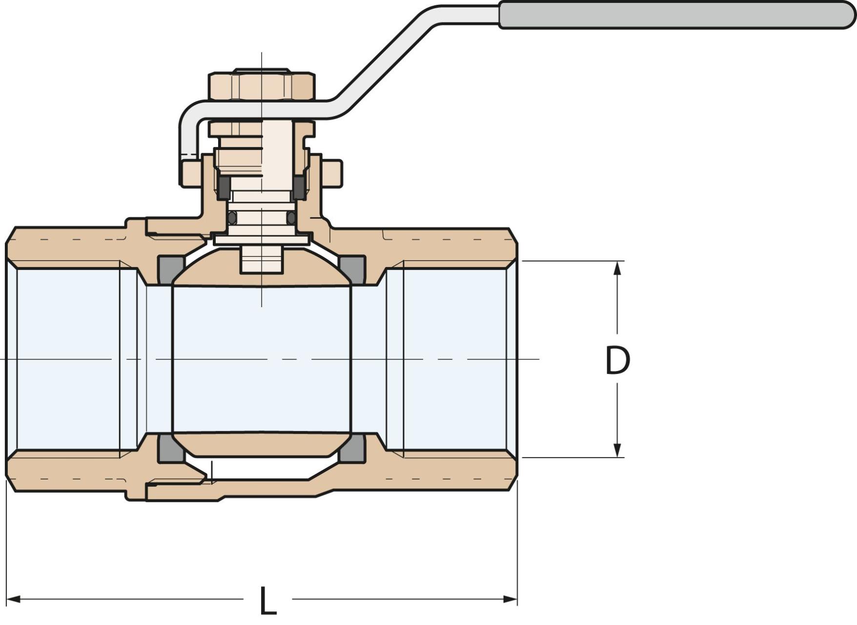 GUIDI Ball Valve Bronze with hard chrome plated brass ball