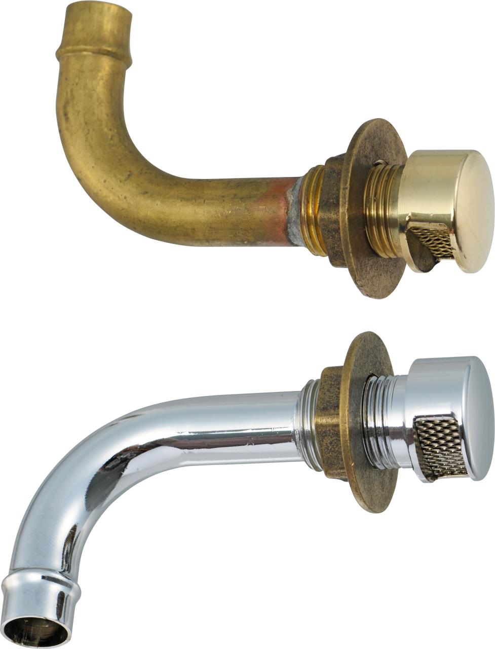 Tank vents bent brass or chrome-plated